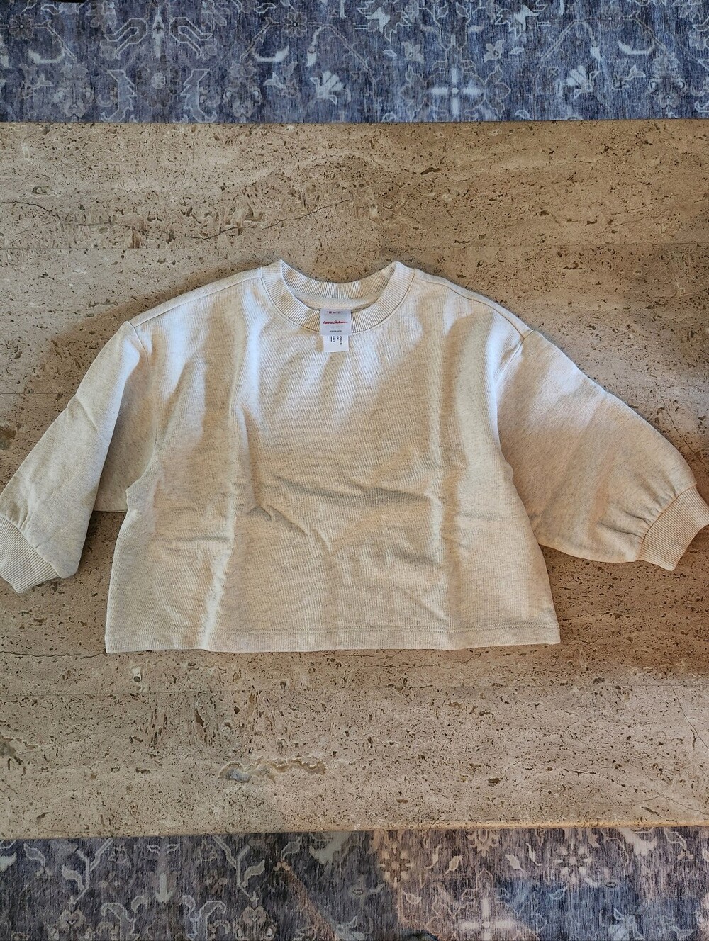 Hanna Andersson Cream Bubble Sleeve Sweatshirt, Size 5, New